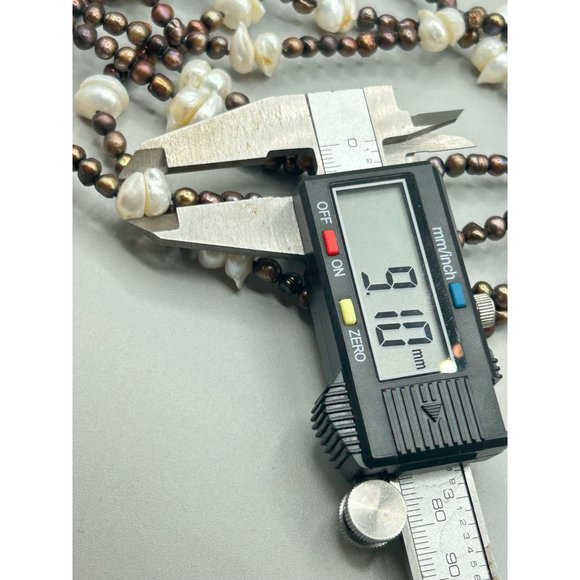 Super Long Genuine Pearl Necklace Dyed Brown Blister Pearls White Baroque Pearls - Picture 8 of 8